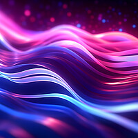 Buy canvas prints of Abstract futuristic background with pink blue glowing neon moving wave lines and bokeh lights. Generative AI by Lubos Chlubny