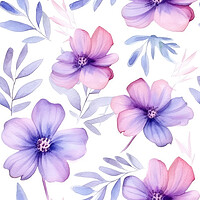 Buy canvas prints of Seamless watercolor pattern with flowers and leaves. Floral pattern for wallpaper or fabric. Botanic Tile. Generative AI by Lubos Chlubny