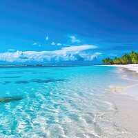 Buy canvas prints of Tropical paradise beach with white sand and crystal clear blue water. Travel tourism. by Lubos Chlubny