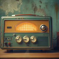 Buy canvas prints of Vintage radio against the wall. Digital art by Lubos Chlubny