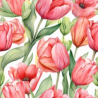 Buy canvas prints of Seamless watercolor pattern with tulips. Floral pattern for wallpaper or fabric. Flower tulip. Generative AI by Lubos Chlubny
