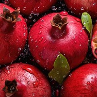 Buy canvas prints of Pomegranate fruits on dark background, top view. Generative AI by Lubos Chlubny