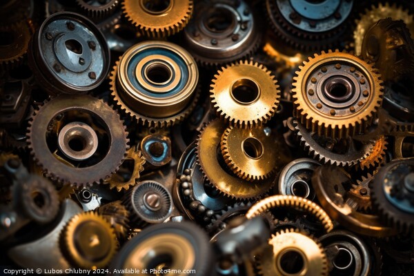 Gear metal wheels, industrial background. Generative AI Picture Board by Lubos Chlubny