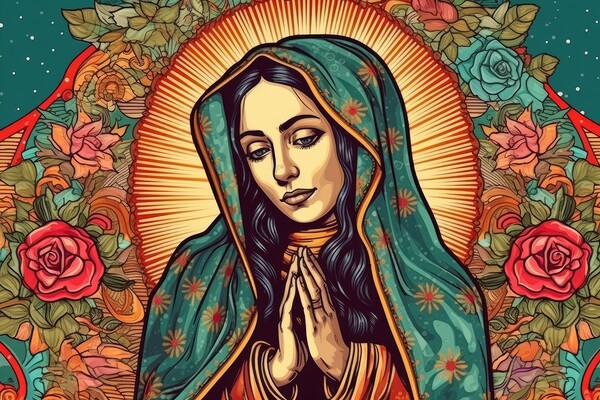 Beautiful lady of guadalupe mexico saint holy faith. Generative AI Picture Board by Lubos Chlubny