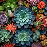 Buy canvas prints of Collection of small decorative succulents, top view. Generative AI by Lubos Chlubny