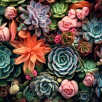 Buy canvas prints of Collection of small decorative succulents, top view. Generative AI by Lubos Chlubny