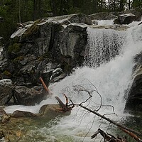 Buy canvas prints of Scenic view of waterfall in forest, High Tatras, Slovakia by Irena Chlubna