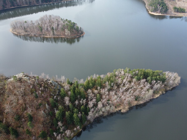 Aerial view of dam near the town of Sec, Czech Republic.  Picture Board by Irena Chlubna