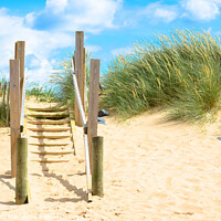 Buy canvas prints of Sandy Steps at Brancaster Beach  by Kelly Rix