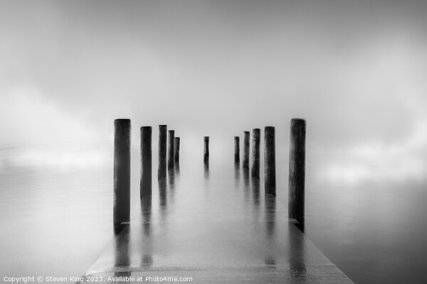 Serene Derwentwater Pier in the Mist Picture Board by Steven King