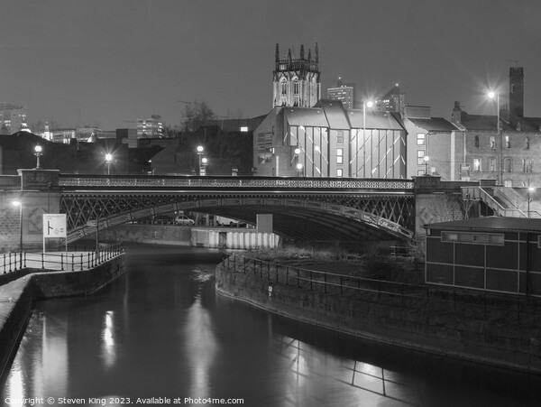 Illuminated Kingsway Bridge at Night Picture Board by Steven King