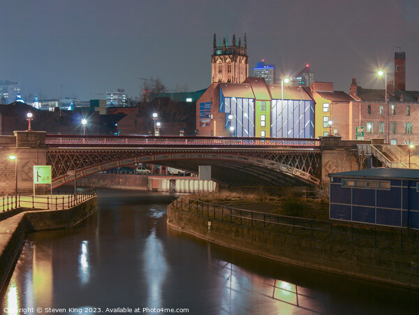 The Enchanting Night View of Leeds Canal Picture Board by Steven King