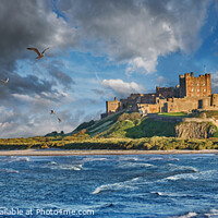 Buy canvas prints of The Imposing Picturesque Bamburgh Castle In Evening Sun by Paul E Williams