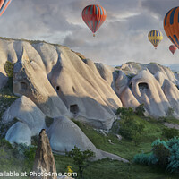 Buy canvas prints of Hot Air Balloons Over Spectacular Rock Formations Cappadocia by Paul E Williams