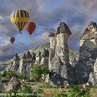 Buy canvas prints of Hot Air Balloons Over Spectacular Rock Formations Cappadocia by Paul E Williams