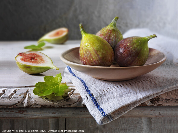 Delicious Ripe Bowl of Fresh Picked Figs with One Cut Open Picture Board by Paul E Williams
