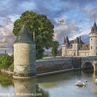 Buy canvas prints of The picturesque Loire Chateau de Sully-sur-Loire France in Sun by Paul E Williams