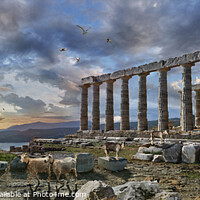 Buy canvas prints of Wonderful Ancient Greek Doric Temple of Poseidon at Cape Sounion by Paul E Williams