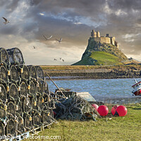 Buy canvas prints of Majestic Lindisfarne Castle & Wild Harbour by Paul E Williams
