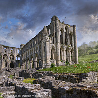 Buy canvas prints of The picturesque medieval Rievaulx Abbey ruins, England.  by Paul E Williams