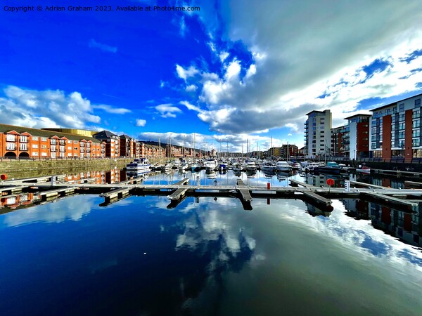 Swansea Marina Picture Board by Adrian Graham
