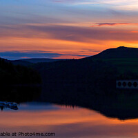 Buy canvas prints of Sunset over Ladybower Reservoir by Jean Gilmour