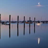 Buy canvas prints of Moon down over Brightlingsea Hard  by Tony lopez