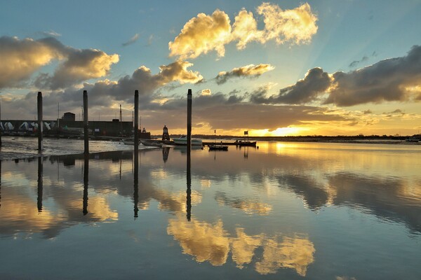 Glorious Sunrise cloudscape reflections over the Brightlingsea Harbour  Picture Board by Tony lopez