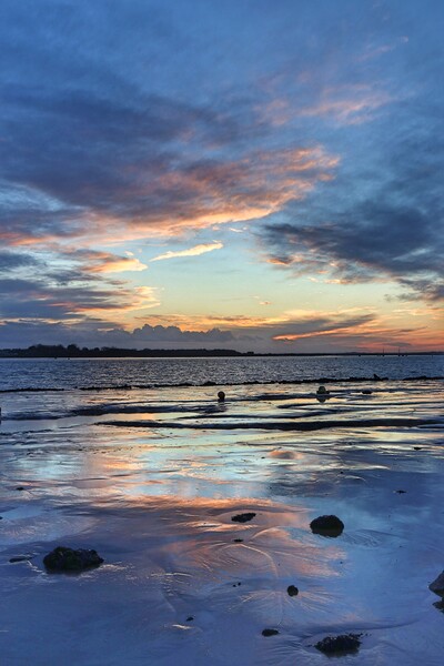 Brightlingsea creek at sunset colour reflections Outdoor oceanbeach Picture Board by Tony lopez