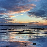 Buy canvas prints of Brightlingsea creek at sunset colour reflections Outdoor oceanbeach by Tony lopez