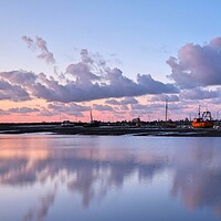 Buy canvas prints of Pre sunrise colour over Brightlingsea moorings  by Tony lopez
