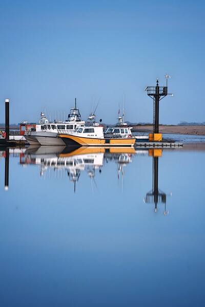Morning blue reflections over Brightlingsea Harbour  Picture Board by Tony lopez