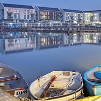 Buy canvas prints of Waterside marina Brightlingsea in reflection  by Tony lopez
