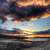 Buy canvas prints of Moody sunset over Saint Osyth Creek  by Tony lopez