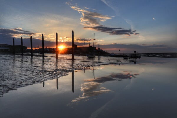 Cloudscape Brightlingsea Harbour morning reflections  Picture Board by Tony lopez