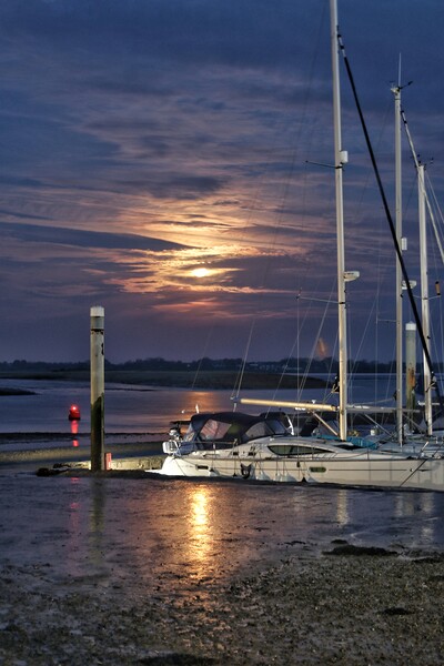 Moon down over the Brightlingsea Harbour  Picture Board by Tony lopez