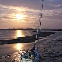 Buy canvas prints of Moon down over the Brightlingsea Harbour  by Tony lopez