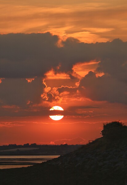 Sun setting over Brightlingsea beach  Picture Board by Tony lopez