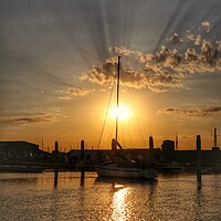 Buy canvas prints of Sky sunsunrise over Brightlingsea Harbour  by Tony lopez