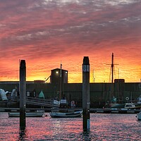 Buy canvas prints of Sunrise colours over the Brightlingsea Harbour  by Tony lopez