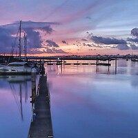 Buy canvas prints of Pre sunrise colours over Brightlingsea Harbour  by Tony lopez
