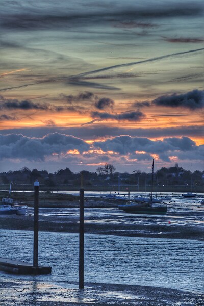 Sky cloudscape sunrise over Brightlingsea Harbour  Picture Board by Tony lopez