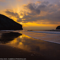 Buy canvas prints of A sunset over Trebarwith Strand by Mark Purdue