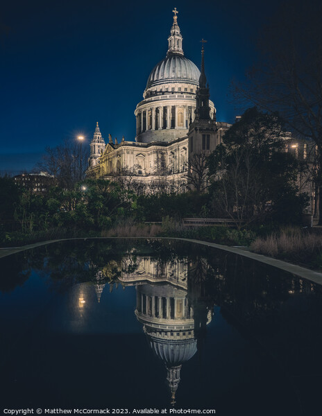 Night Reflection of St Pauls, London Picture Board by Matthew McCormack