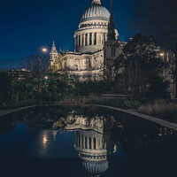 Buy canvas prints of Night Reflection of St Pauls, London by Matthew McCormack