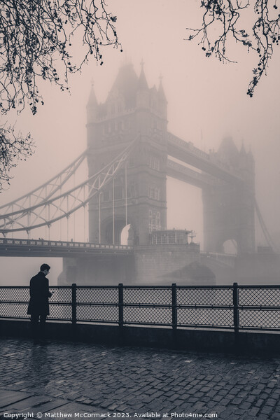 Foggy Tower Bridge Picture Board by Matthew McCormack