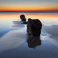 Buy canvas prints of Sunset at Northcott Mouth, Cornwall, UK by Kevin Howchin