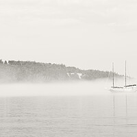 Buy canvas prints of Misty Shore with Boat by Kevin Howchin