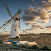Buy canvas prints of Thurne Mill sunrise by Derek Griffin