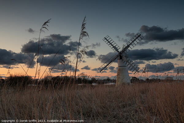 Thurne Mill sunrise Picture Board by Derek Griffin